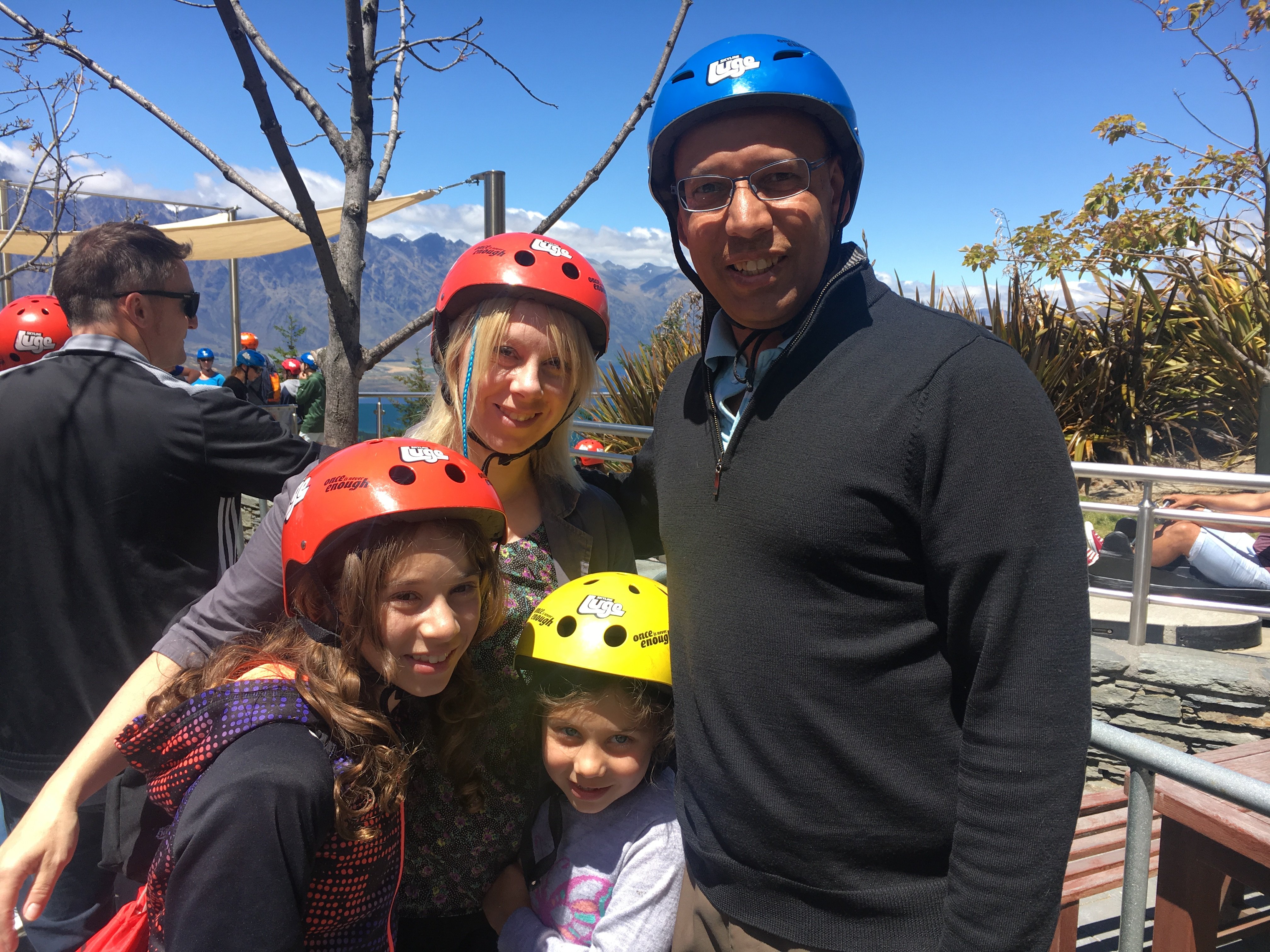 Deepa Dassanayake with his three daughters in New Zealand